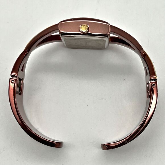 Vivani Women's Brown Gold Tone Square Face Analog Cuff Bracelet Watch Working - Picture 6 of 11